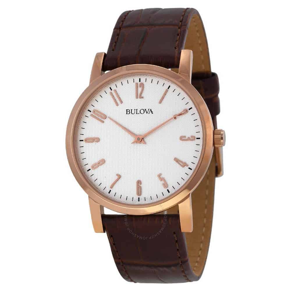 Bulova Men’s Leather Strap Watch